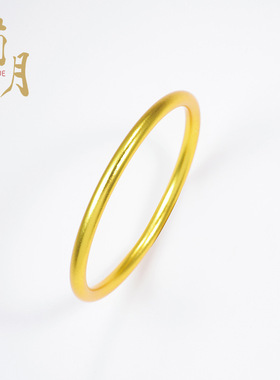 沙金素圈手镯古法传承手镯女实心网红镯子个性百搭磨砂精致手饰品