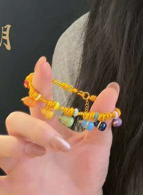 沙金diy配件七子葫芦手链麻花盘缠蹦迪珠手串钱币葫芦跑环女手饰