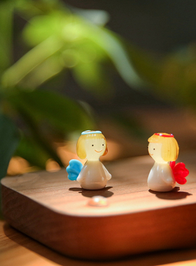 装饰摆件手工琉璃桌面小天使摆件