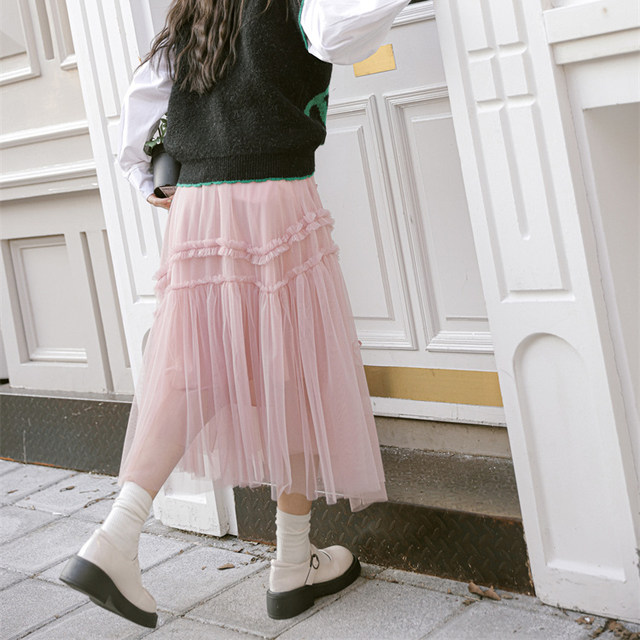 Autumn and winter skirt MS pleated skirt long skirt small fresh a