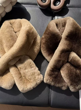 cc家皮草冬季整皮獭兔毛皮草围巾
