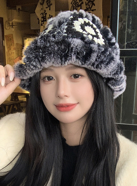 兔毛毛渔夫帽盆帽显脸小醒狮帽