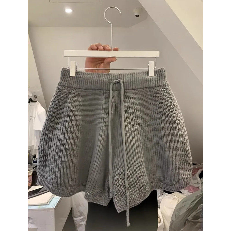 韩版简约百搭针织短裤女黑色大码胖MM300斤遮胯外穿毛线阔腿裤ins,淘宝优惠券,粉丝福利购,淘宝优惠卷