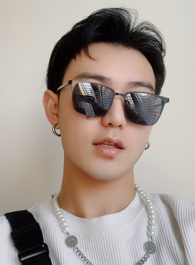 时尚方框男女款偏光潮黑色墨镜