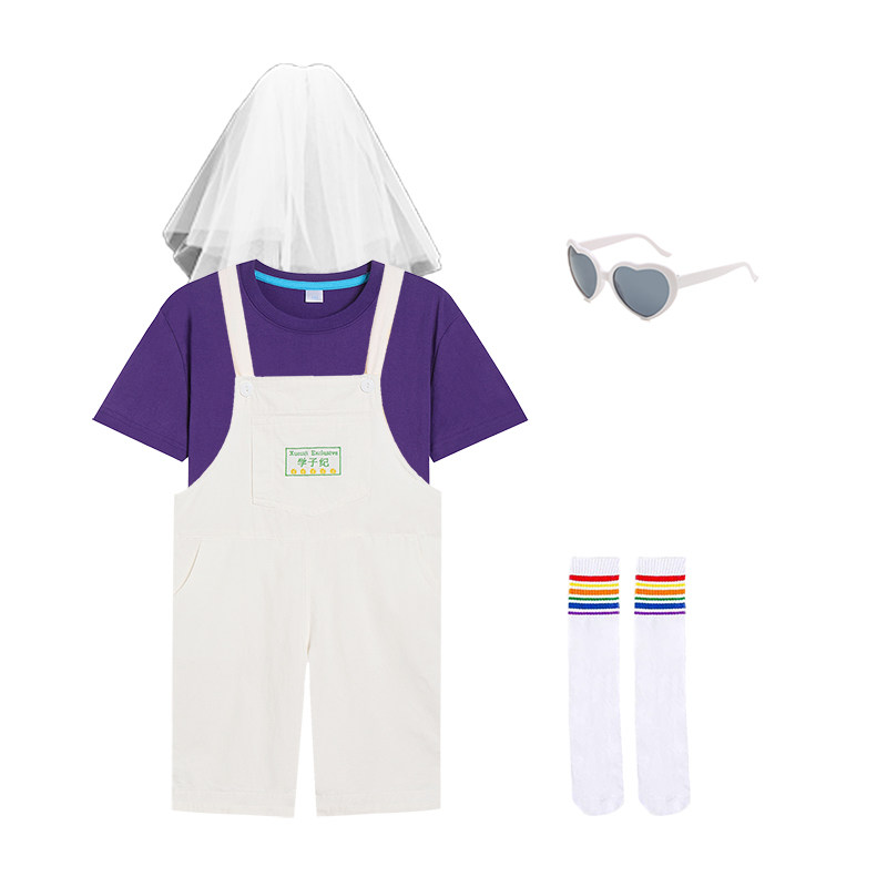 儿童糖果色T恤白色背带裤演出服幼儿园亲子舞蹈服合唱服啦啦队服,淘宝优惠券,粉丝福利购,淘宝优惠卷