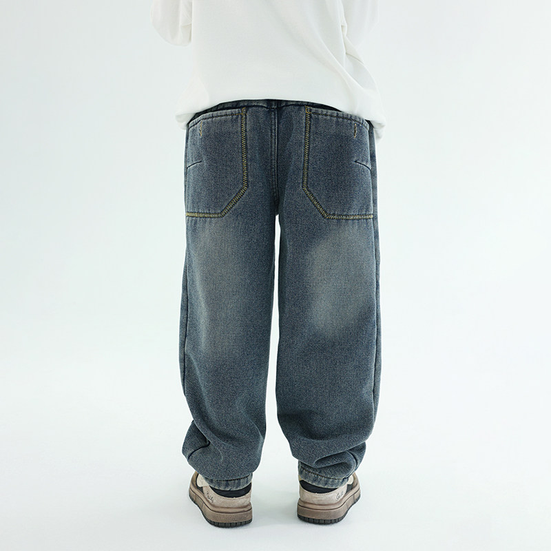 多加潮牌童装儿童加绒水洗牛仔裤2025年冬装新款男童宝宝时髦长裤,淘宝优惠券,粉丝福利购,淘宝优惠卷