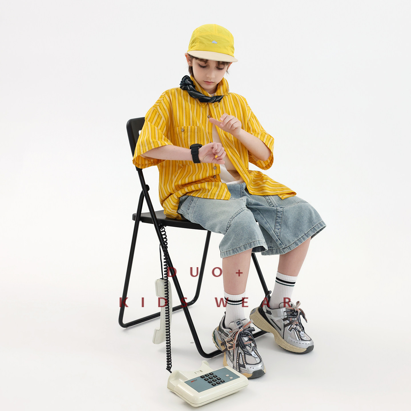 Duojia trendy brand children's clothing children's short-sleeved shirts 2026 summer new style boys' middle and large children's handsome and cool tops