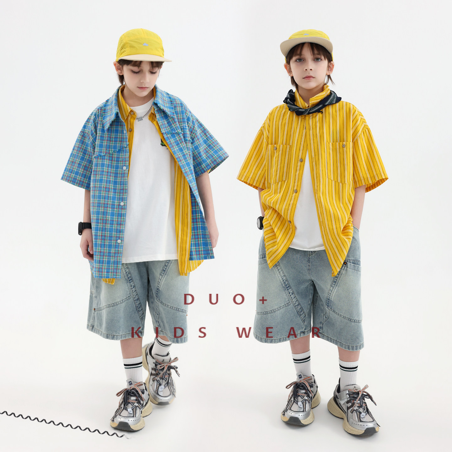 Duojia trendy brand children's clothing children's short-sleeved shirts 2026 summer new style boys' middle and large children's handsome and cool tops