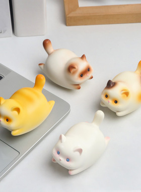 卡通福瑞猫猫摇摇乐摆件可爱猫猫树脂工艺品治愈系办公室桌面摆件