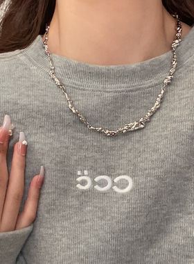 韩国不规则褶皱扭曲项链ins女