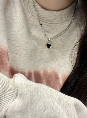 冷淡风镶钻爱心甜酷项链ins