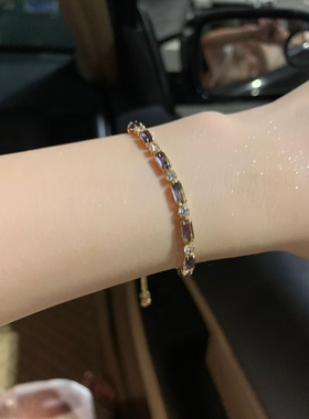 高级紫色方糖锆石手链