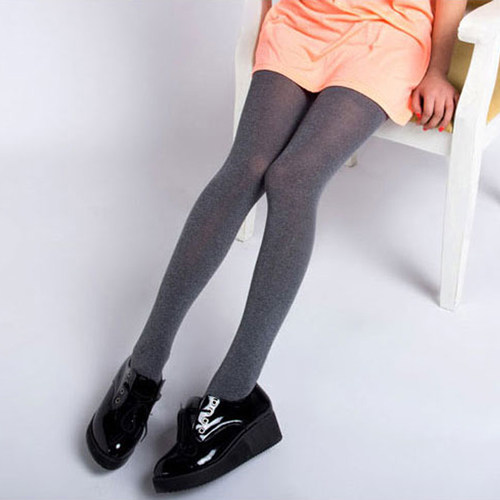 日系麻灰色连裤袜春秋薄款小圆点波点提花点点爱心中厚打底袜子女 - 图2