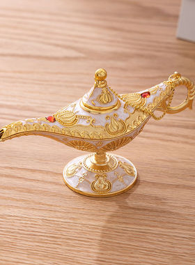 欧式创意阿拉丁神灯金色装饰摆件民族特色拍照装饰道具
