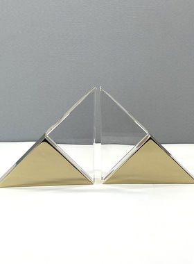 三角水晶金属大理石书档北欧简约欧书房办公室书靠摆件现代风格