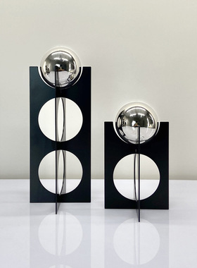 简约几何金属球摆件，书房玄关装