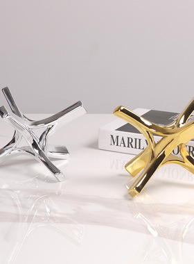 现代简约银色几何六角摆件家居饰品样板间售楼部客厅书房玄关摆设