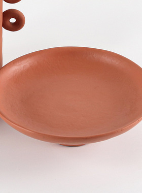 北欧简约果盘摆件样板房家居饰品ins风双耳高脚收纳托盘组合摆设