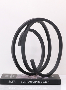 现代黑金几何雕塑，玄关软装摆件