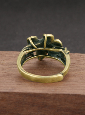 热销新款仿古做旧花朵黄铜指环女