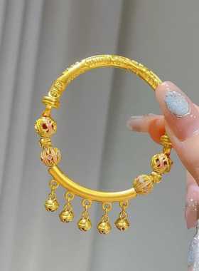 镀金吉言弯管铃铛半镯半链女2025新款烧蓝手镯送女友