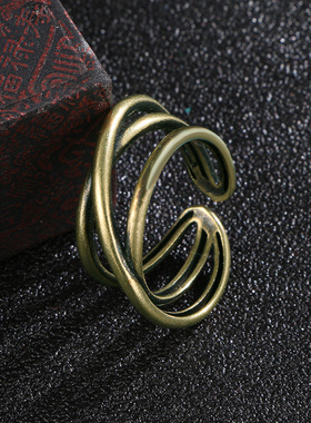 冷淡设计ins古铜戒指复古做旧设