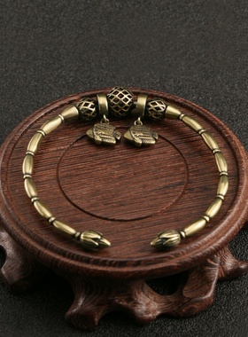 新款复古黄铜手镯女竹节设计开口