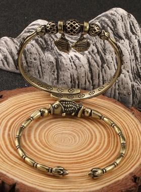 铜镯双鱼复古百搭汉服饰品热销