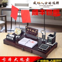 2024 Desk Calendar Custom Business Desk Surface Calendar Notes Creative Wooden Pen Holder Pendulum PRINTED LOGO