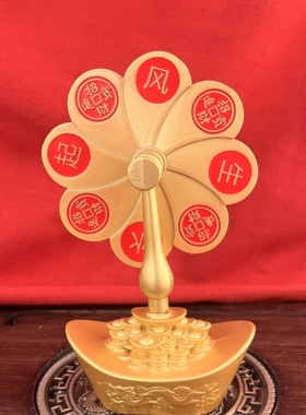 金属龙凤元宝风水转转招财摆件