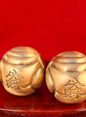 纯铜财猪手球招财摆件