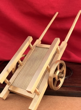 纯黄铜复古手推车装饰摆件舞台