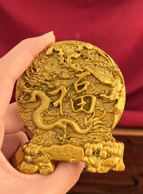 龙凤呈祥珐琅镀金招财摆件