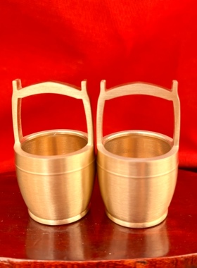 纯黄铜一桶金招财古雅客厅摆件