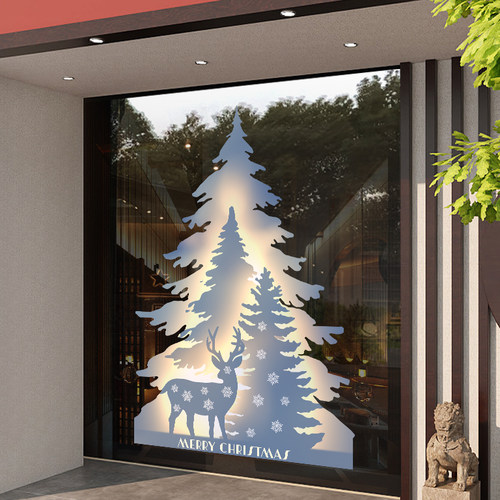 圣诞节装饰氛围布置3D立体圣诞树墙贴窗花窗贴橱窗静电玻璃门贴纸 - 图2