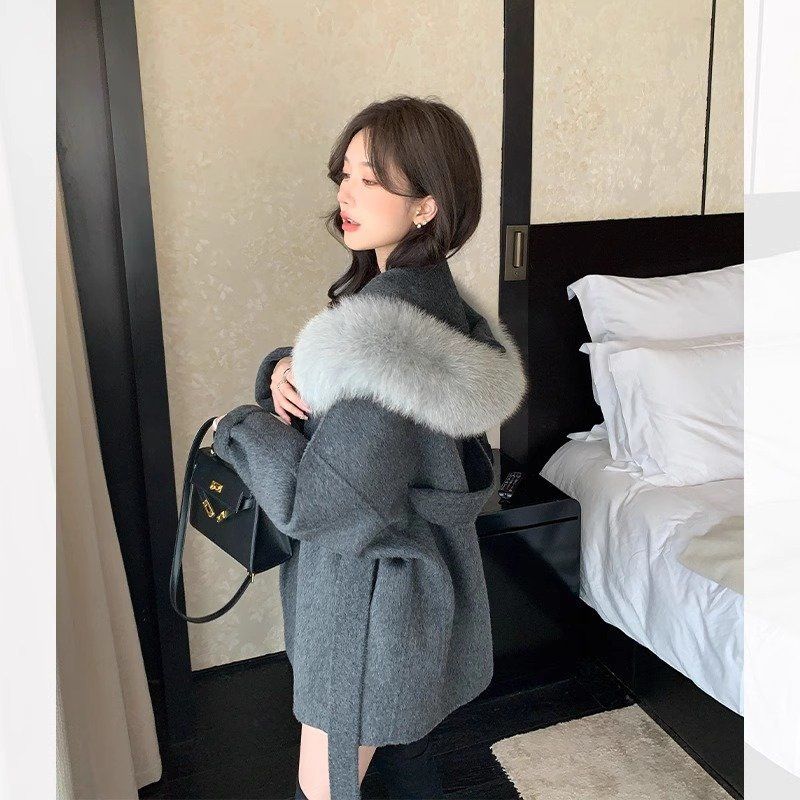 高级感小个子斗篷型毛呢外套2025秋冬款时尚年轻小众连帽呢子大衣 - 图2