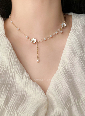 森系小众设计感雏菊花朵项链
