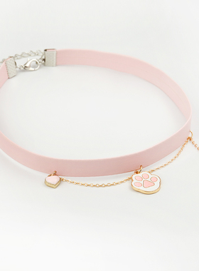 粉色猫爪甜美choker项圈可爱少女原创设计颈链女lolita短款锁骨链