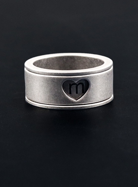 原创MMM风爱心可旋转钛钢尾戒