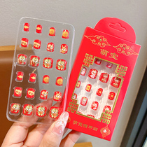 Dragon year Chinese New Year nail sticker Childrens girl Baby self-adhesive sheet Applique Applique half-curing jelly glue Christmas new girl traditional festival finger-foot nail wearing cartoon beauty nail