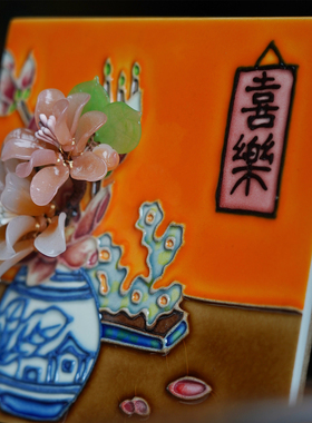 圆形瓷板画中国风小众艺术