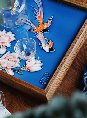 新中式风陶瓷榆木送礼桌面摆件