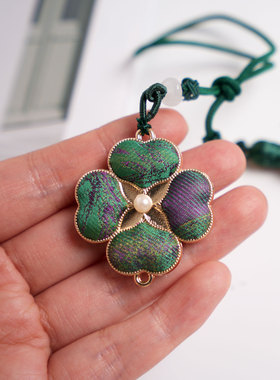 宋锦新中式四叶草吊坠项坠