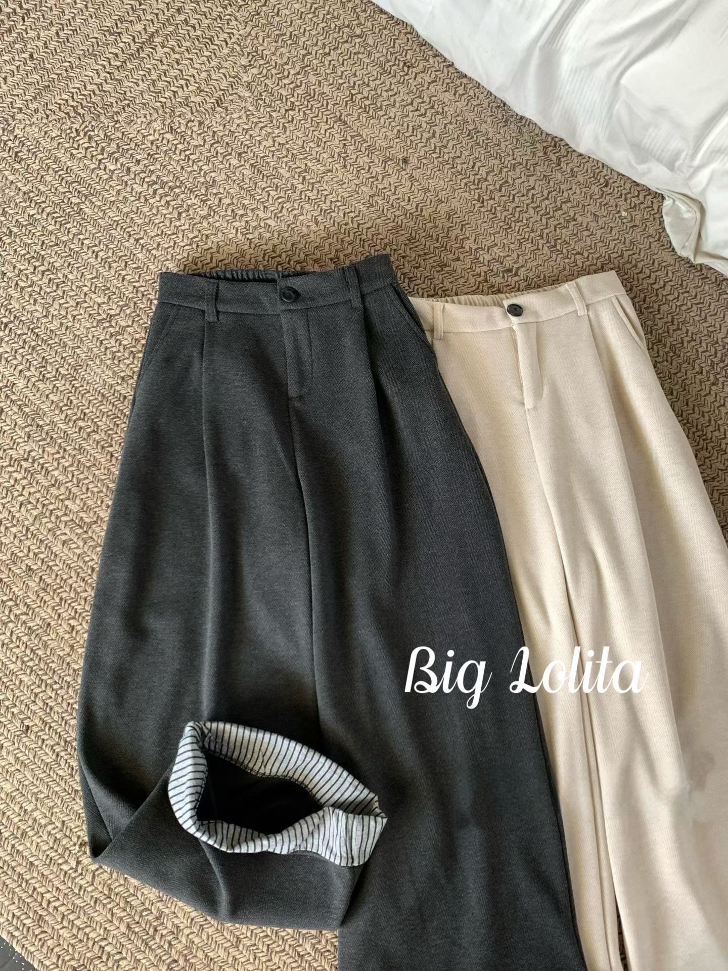【高知灰调】大码复古微胖秋冬可卷边休闲裤2025厚裤子胖MM200斤,淘宝优惠券,粉丝福利购,淘宝优惠卷