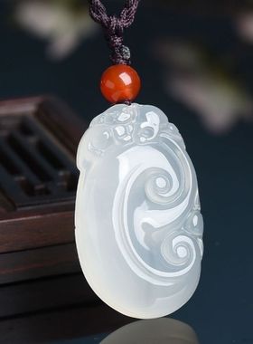 天然冰种玉髓吊坠女款如意玉坠挂件女士项链玉佩送女友带证书大号