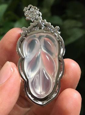 女款高冰玛瑙玉髓树叶吊坠玉挂坠