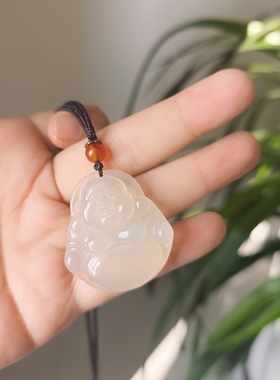 实拍天然玛瑙玉髓大肚佛公吊坠弥勒佛玉坠挂件女款项链儿童玉挂坠