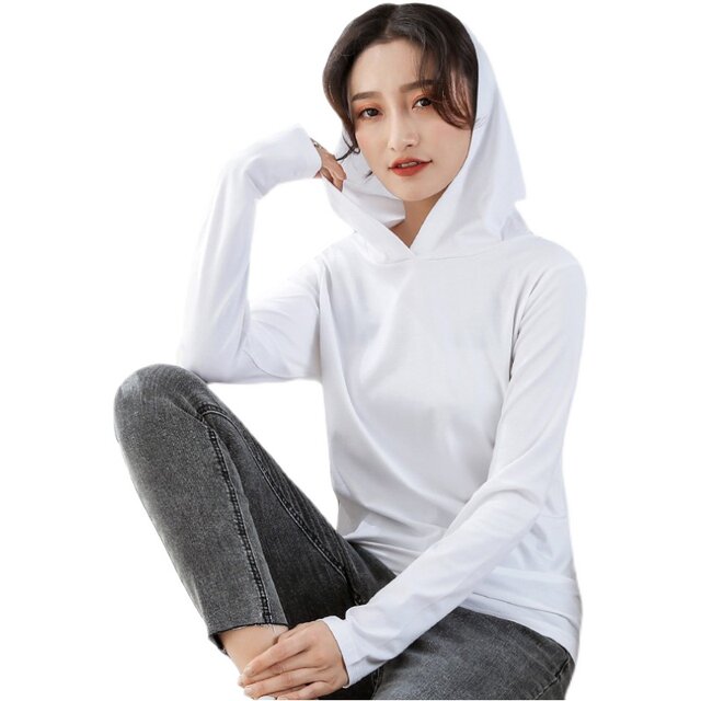 ຜ້າຝ້າຍທີ່ບໍລິສຸດ hooded ພາກຮຽນ spring ແລະດູໃບໄມ້ລົ່ນສີຂາວບາດເຈັບແລະວ່າງ
