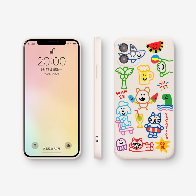 夏日派对iPhone15手机壳13promax创意涂鸦12个性原创11适用苹果14华为mate60pro液态硅胶vivox100小米13/p70 - 图0