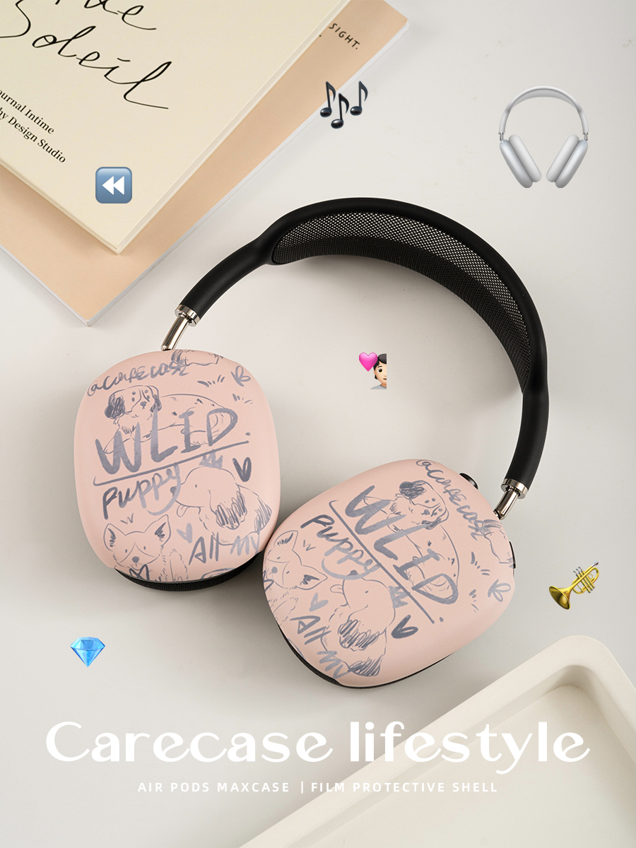 CARECASE 原创适用苹果AirPods Max菲林保护壳头戴式蓝牙耳机壳保护套 韩国进口材质硬壳卡通插画涂鸦简约